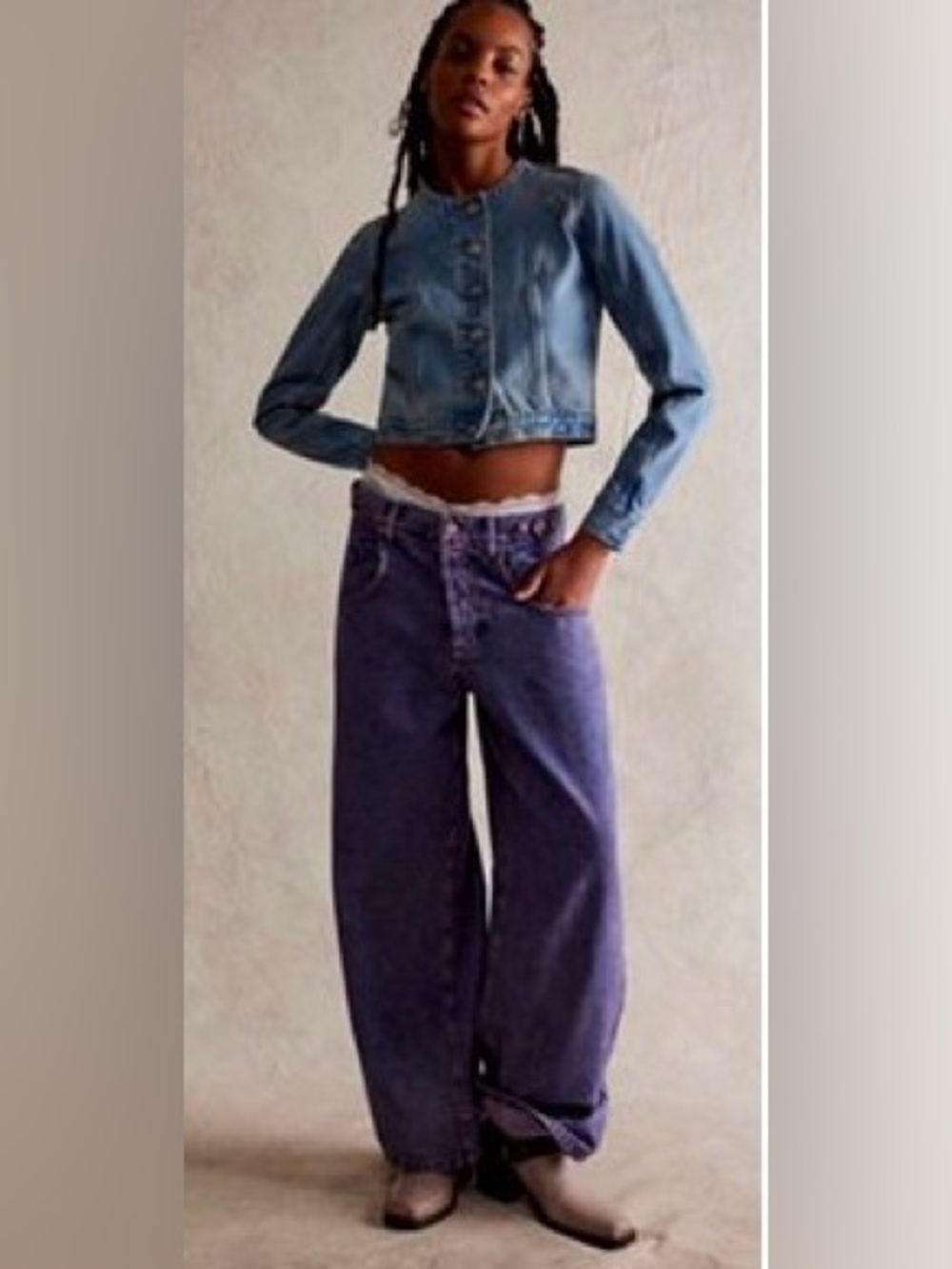 Free People Wide Leg Jeans in Washed Purple